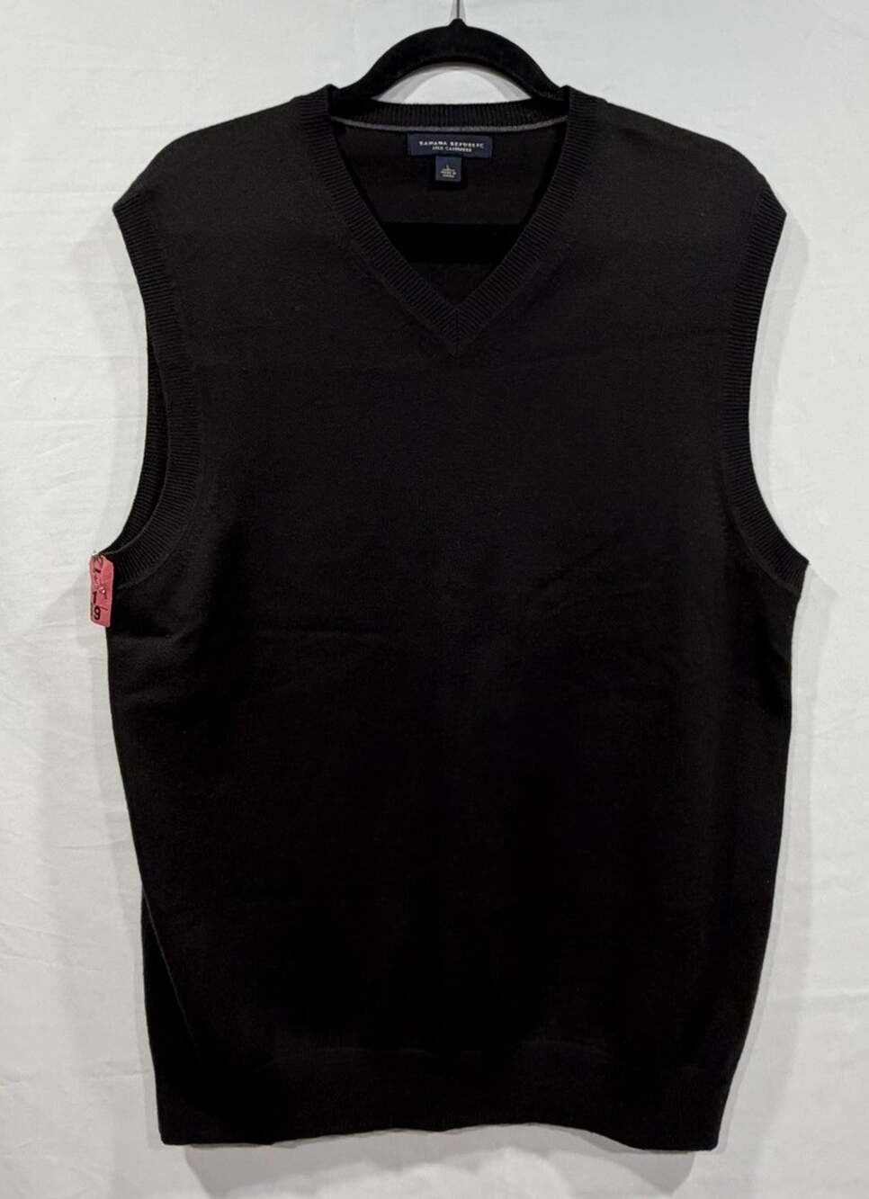 Banana Republic Silk Cotton Cashmere Sweater Vest Mens Sz L Luxury Blend Black